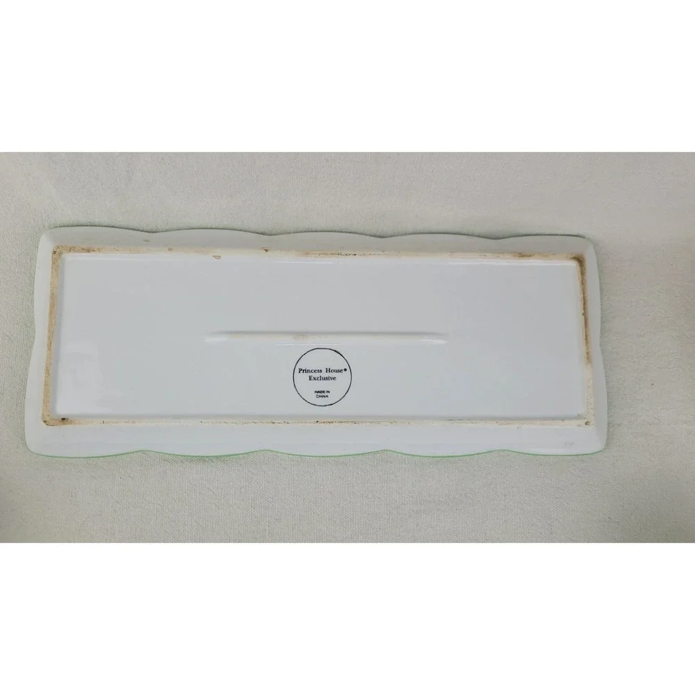 Princess House Exclusive Floral Ceramic Tray and 3 Pot Bowl Set Yellow Tulip
